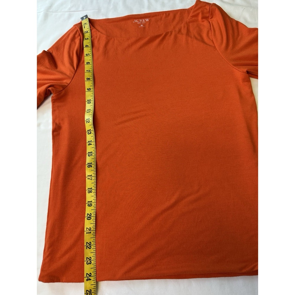 J.Crew Form Knit T-Shirt Women Sz M Crew Neck Short Sleeves Orange - Picture 5 of 9